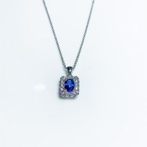 18ct White Gold Sapphire And Diamond Pendant